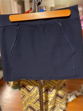 Theory Navy Knit Mini Skirt